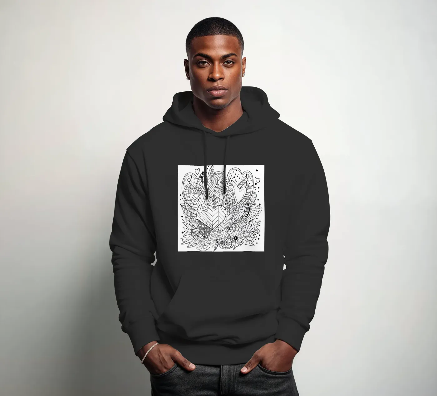 Heart Pattern felpa con cappuccio da Motivate-Today