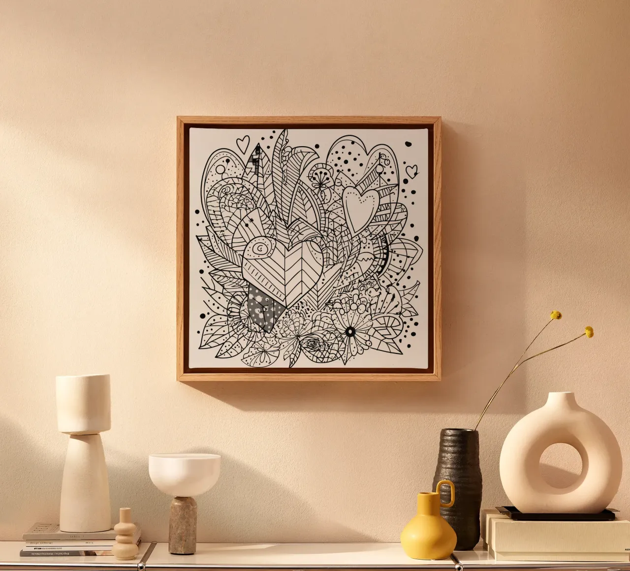 Heart Pattern canvas with Floater frame by Motivate-Today
