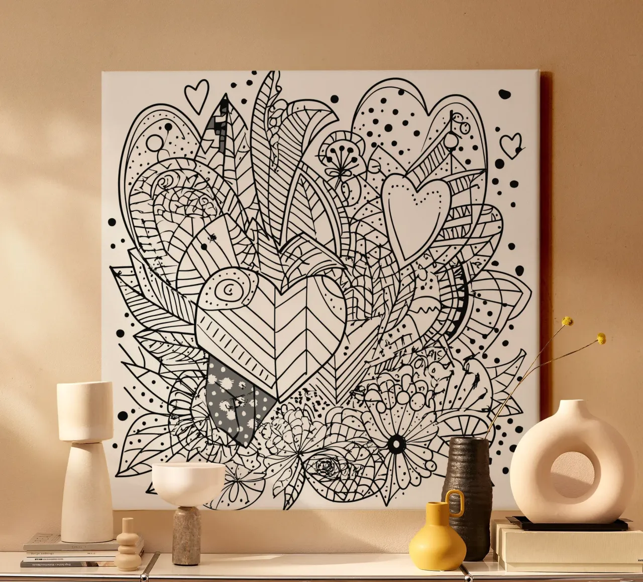 Heart Pattern canvas with Floater frame by Motivate-Today