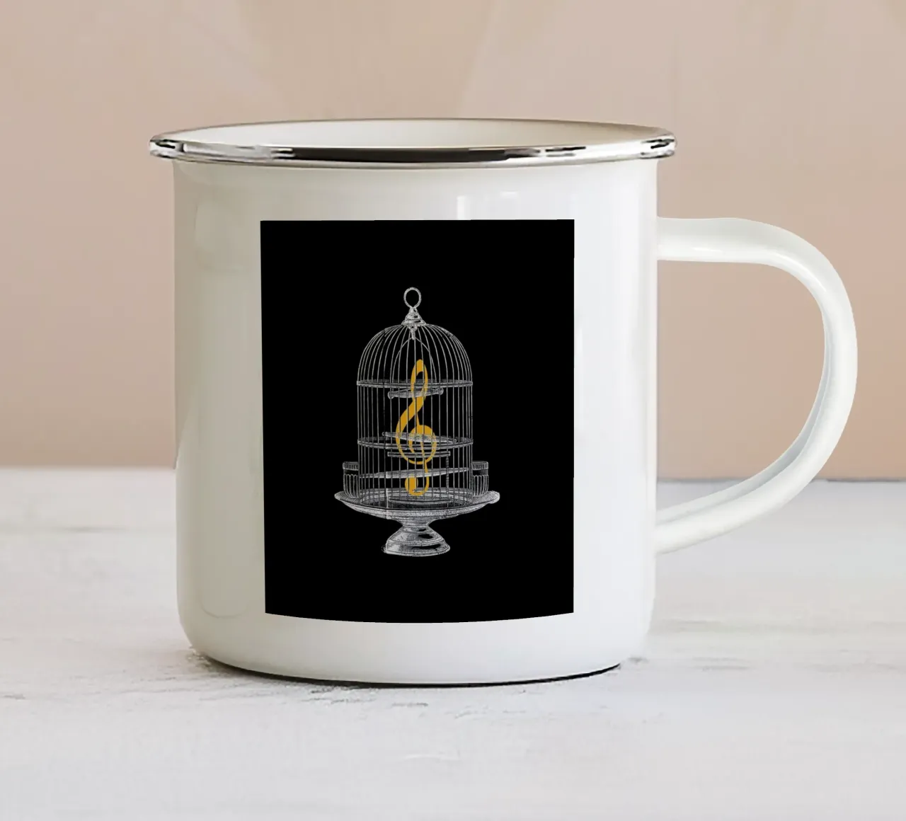 Set Me Free tazza in smalto da Tobe Fonseca