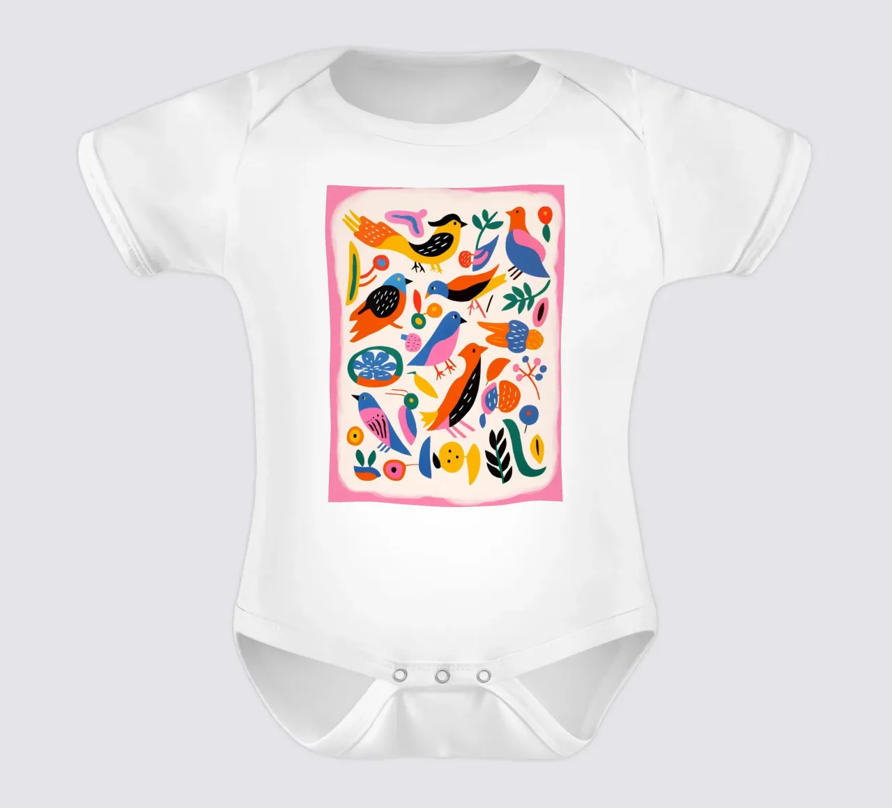 Brightly colored birds body neonato maniche corte da LisaArtes