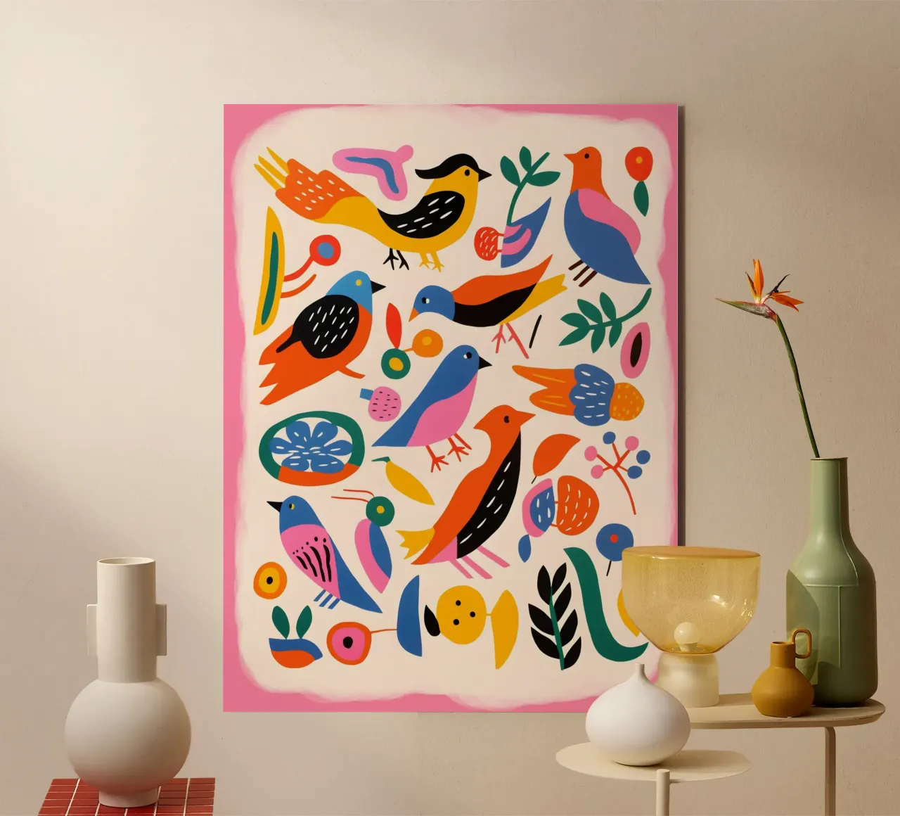 Brightly colored birds alluminio dibond da LisaArtes
