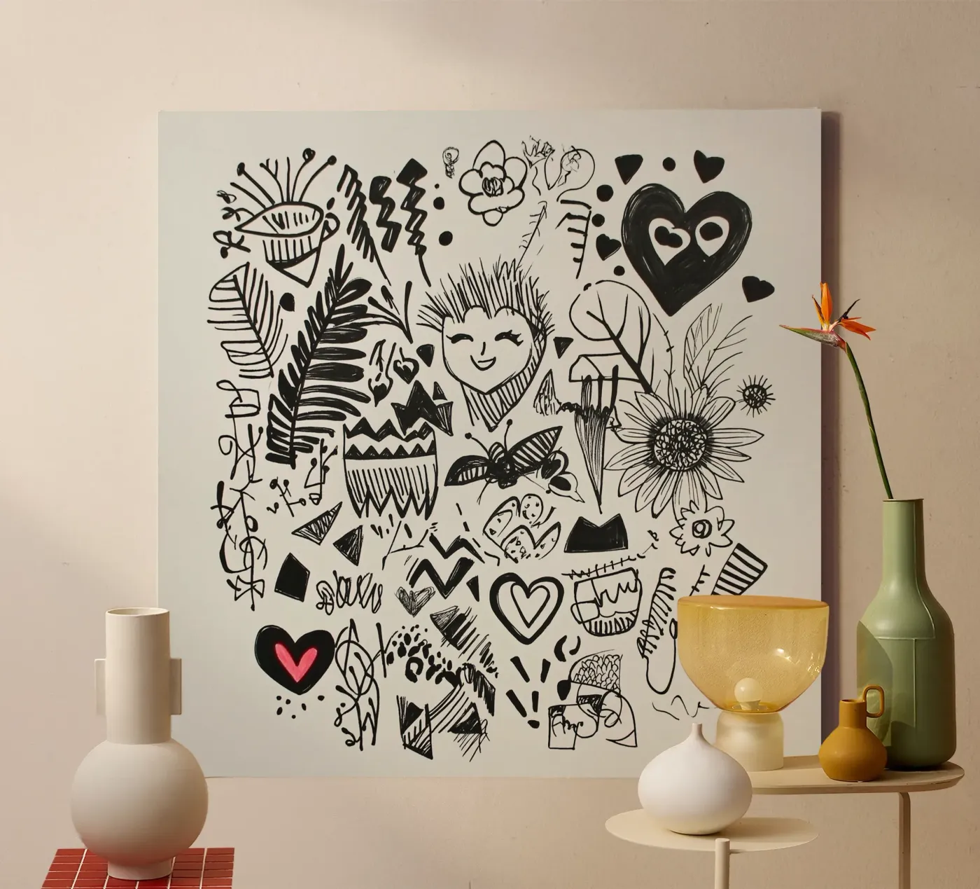 Happiness Pattern canvas van Motivate-Today