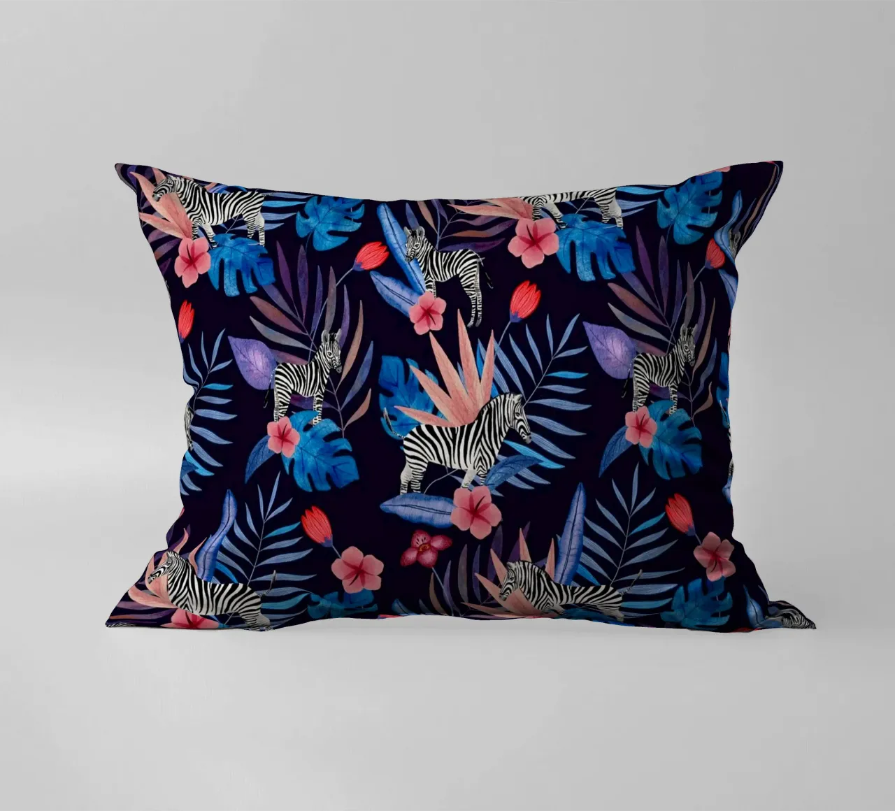 Fantom Fifi Art - Tropisches Zebra Navy cuscino da The Artcircle