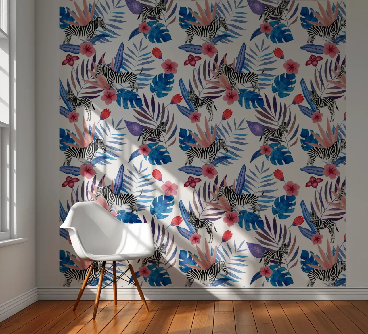Fantom Fifi Art - Tropisches Zebra Weiß papier peint photo de The Artcircle