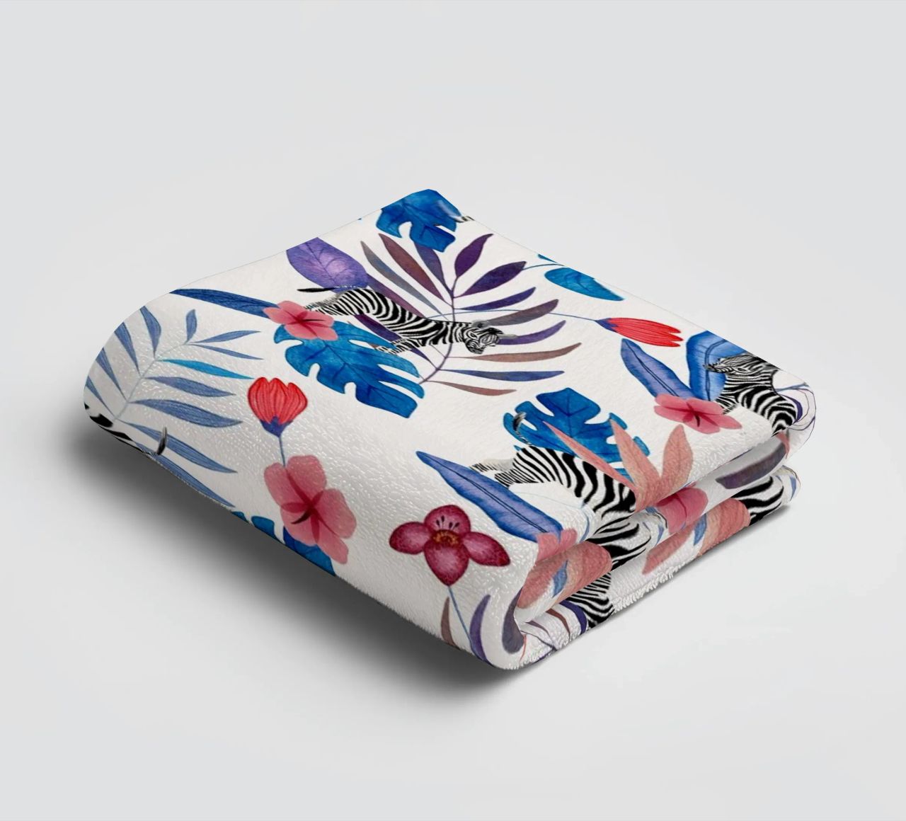 Fantom Fifi Art - Tropisches Zebra Weiß towel by The Artcircle