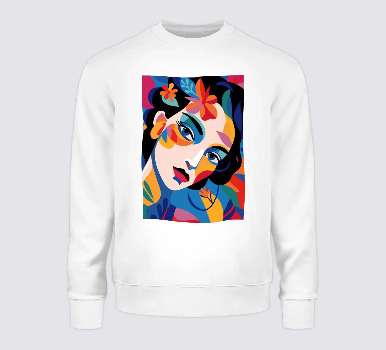 Woman's face colorful and flowers sudadera de LisaArtes