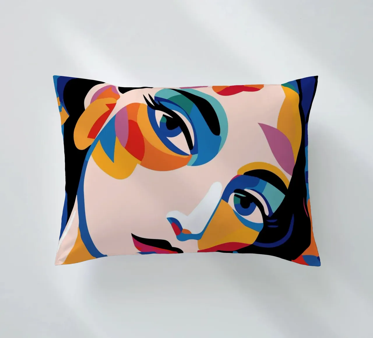Woman's face colorful and flowers cuscino da LisaArtes