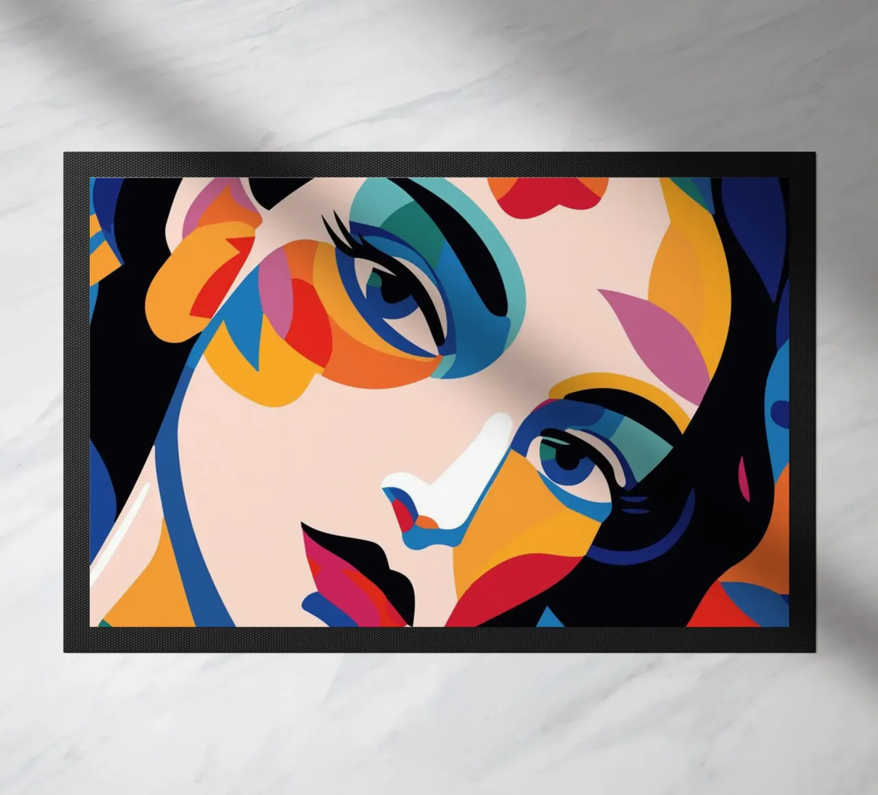 Woman's face colorful and flowers zerbino da LisaArtes