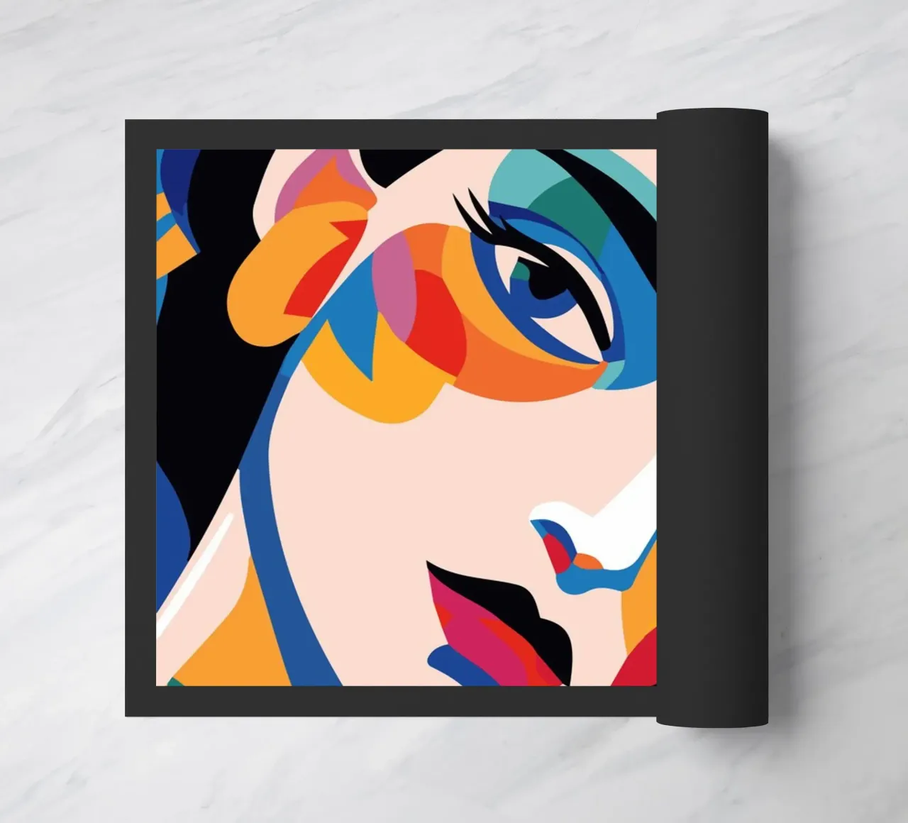 Woman's face colorful and flowers zerbino da LisaArtes
