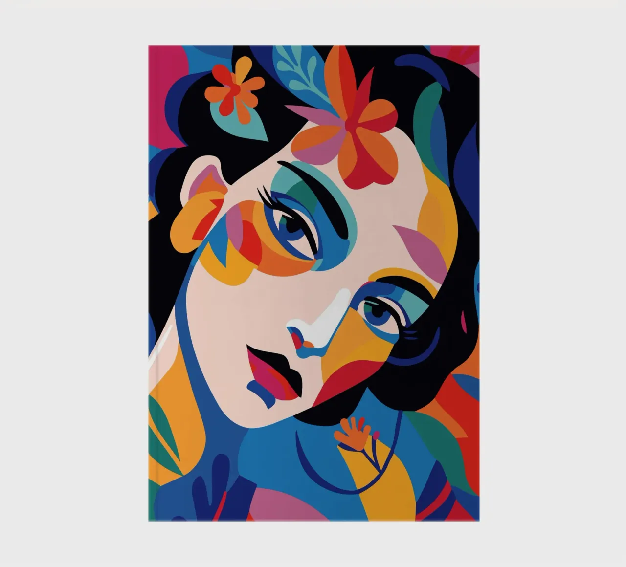 Woman's face colorful and flowers notebook by LisaArtes