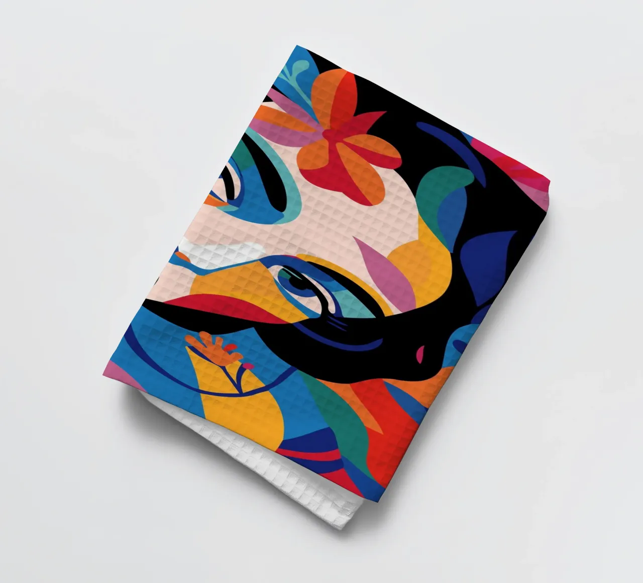 Woman's face colorful and flowers canovaccio da cucina da LisaArtes
