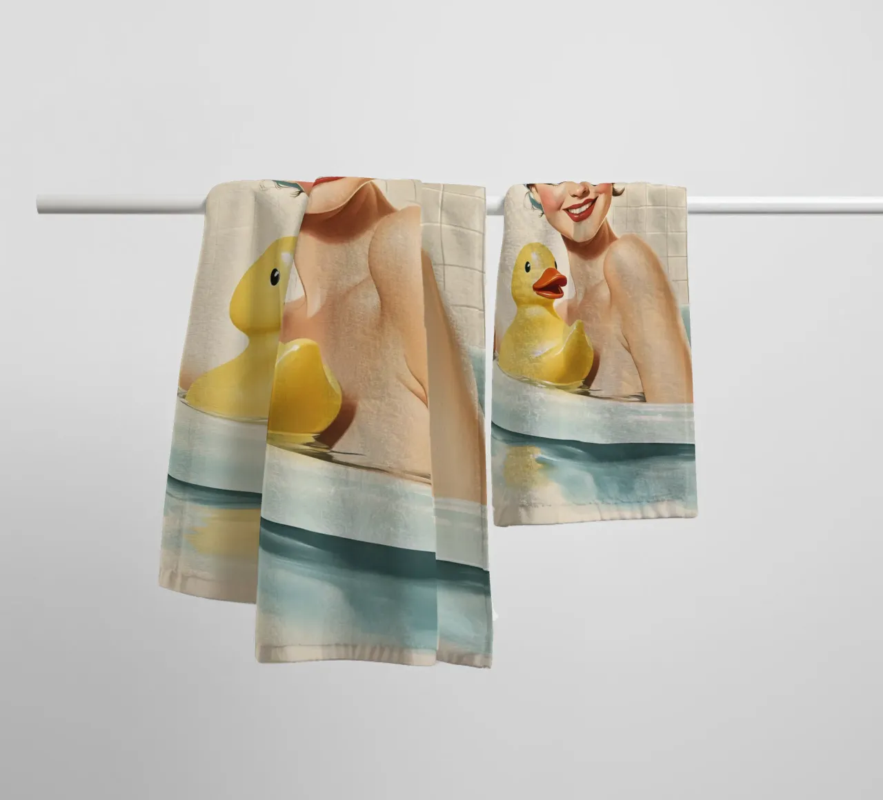 Never Without My Bathing Duck | Vintage Poster towel by Autofocus