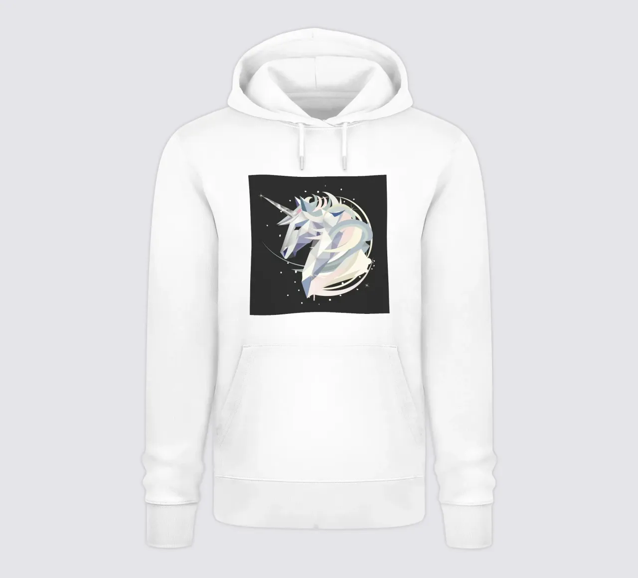 Mágico unicornio geométrico en el cielo nocturno sudadera con capucha de namosh