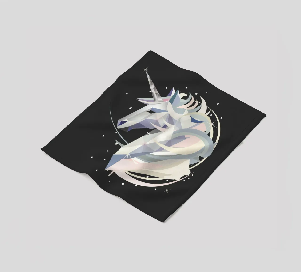 Magical geometric unicorn in the night sky fleece blanket by namosh