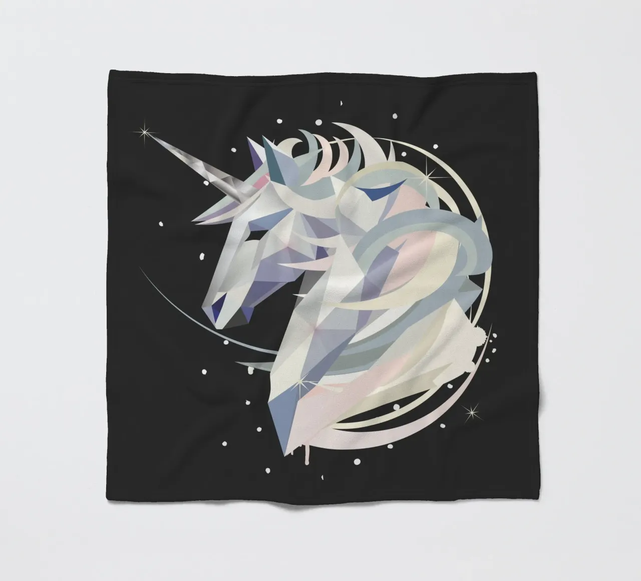 Magical geometric unicorn in the night sky fleece blanket by namosh