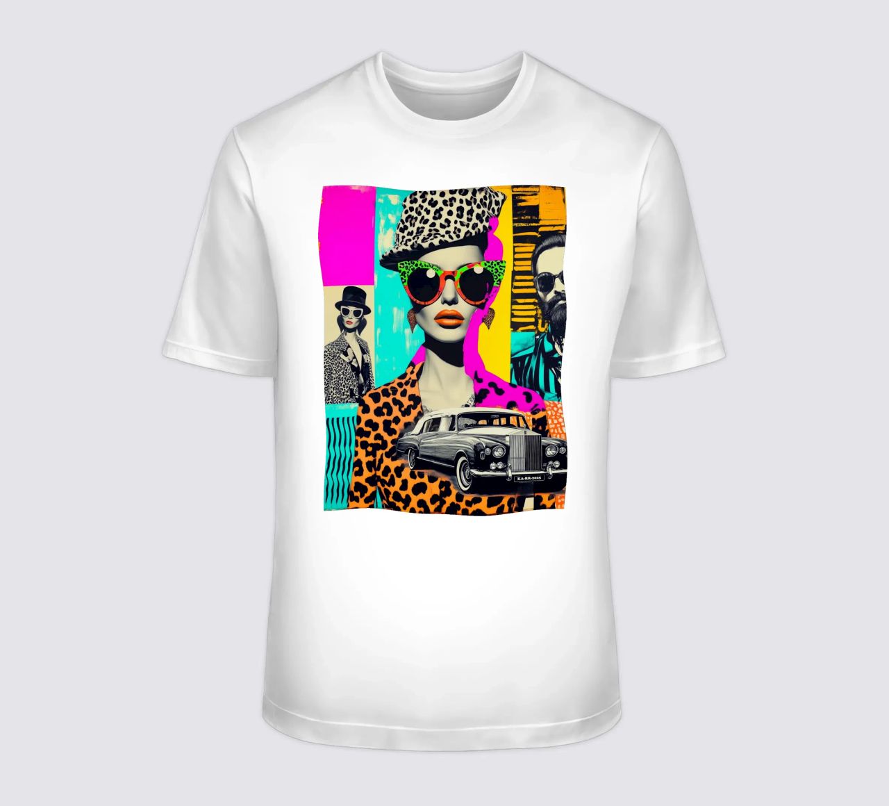 Selfie con Rolls Roys | Neon Pop Art Collage camiseta de Autofocus