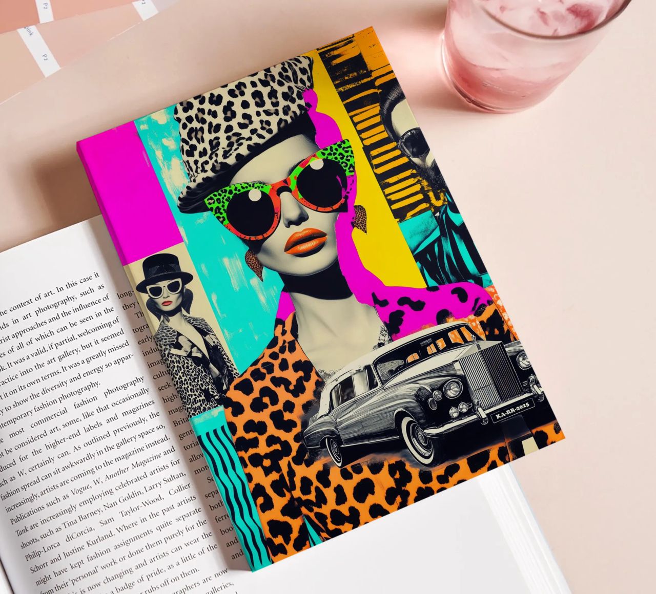 Selfie with Rolls Roys | Neon Pop Art Collage notebook by Autofocus
