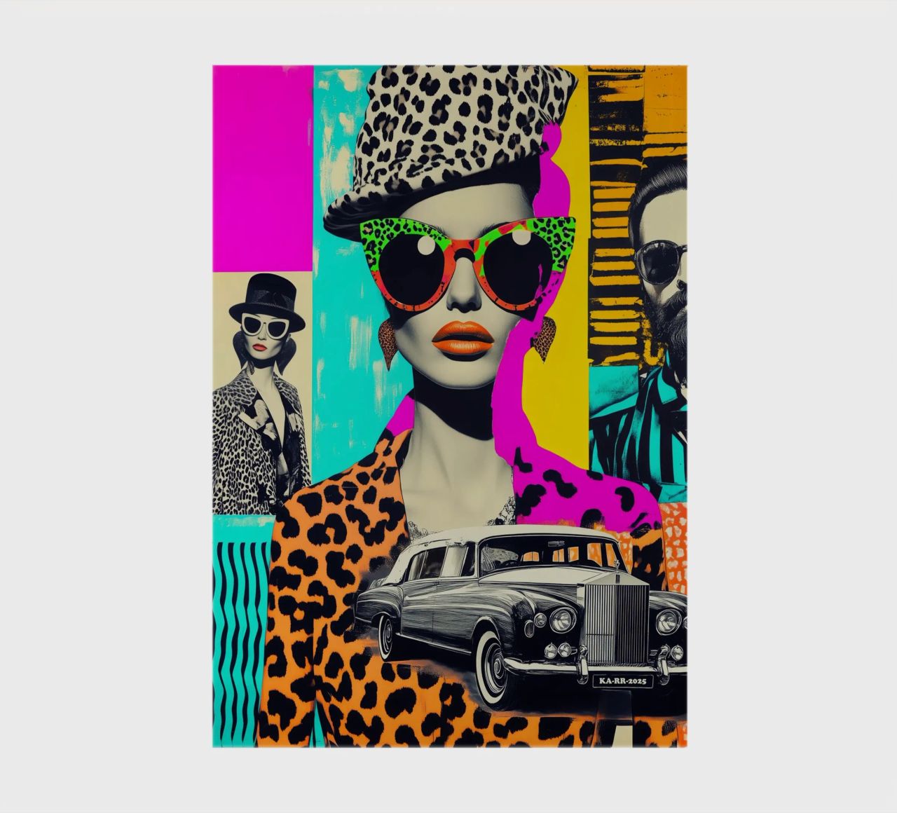 Selfie with Rolls Roys | Neon Pop Art Collage notebook by Autofocus