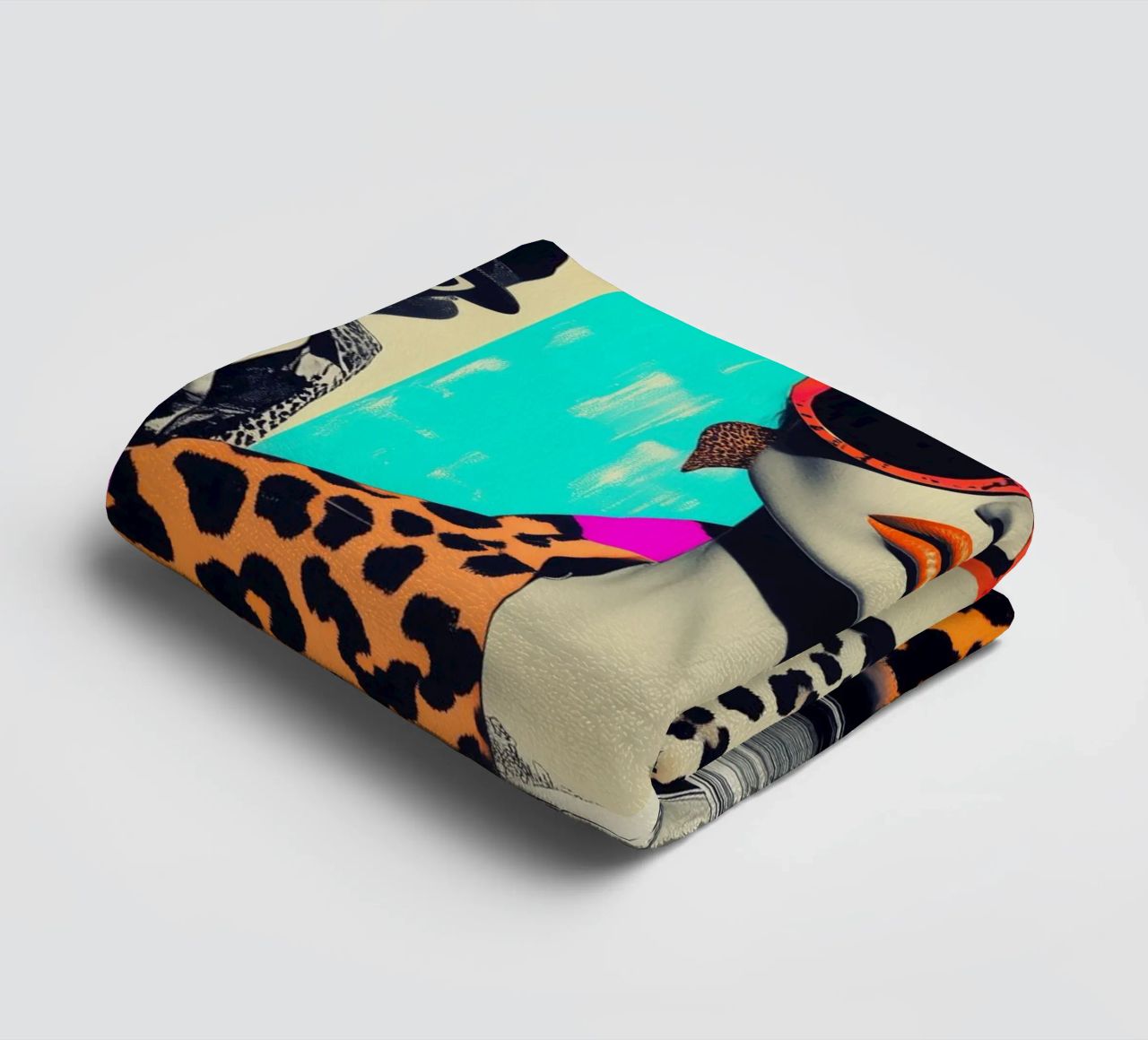 Selfie with Rolls Roys | Neon Pop Art Collage towel by Autofocus