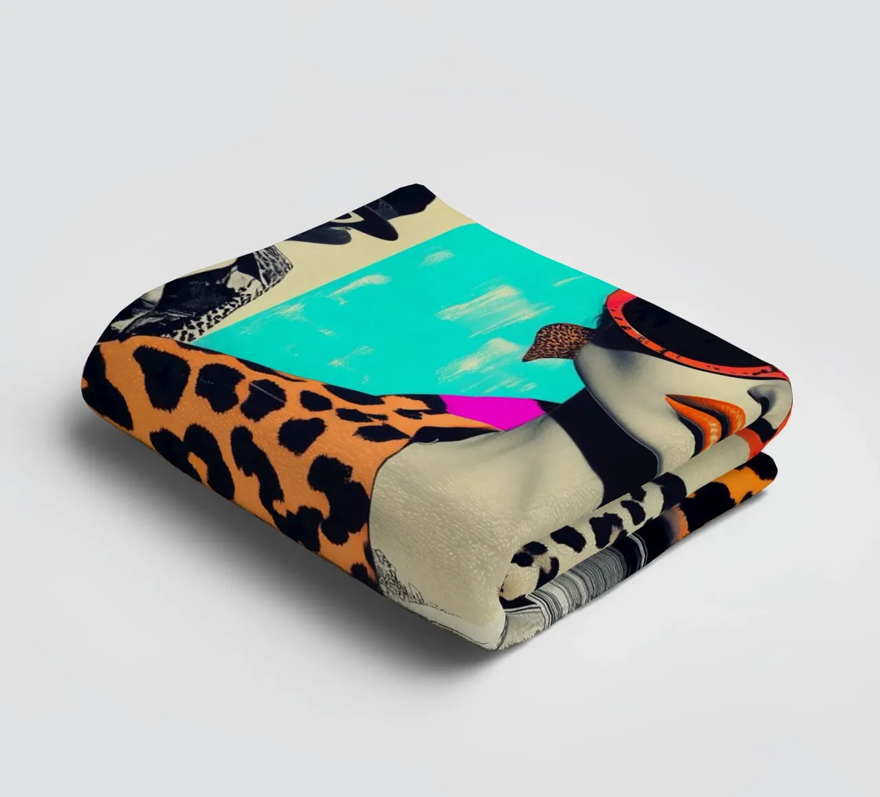 Selfie con Rolls Roys | Collage pop art al neon asciugamano da bagno da Autofocus