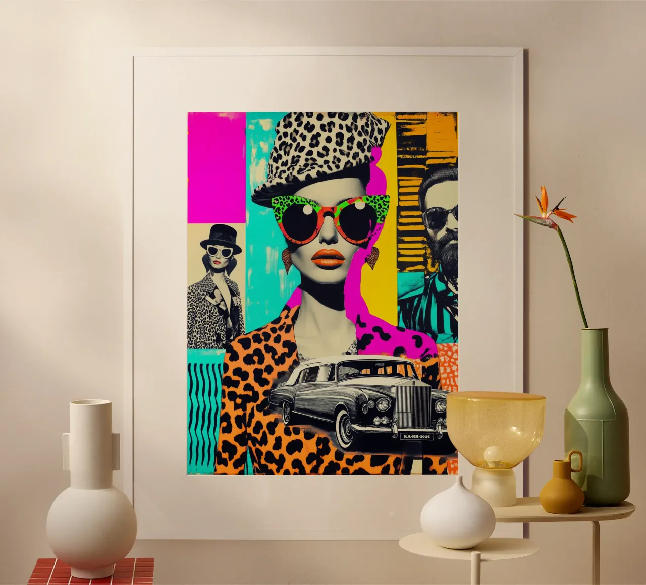 Rolls Roys Neon Pop Art Collage | Vintage Glamour Street Art poster da Autofocus