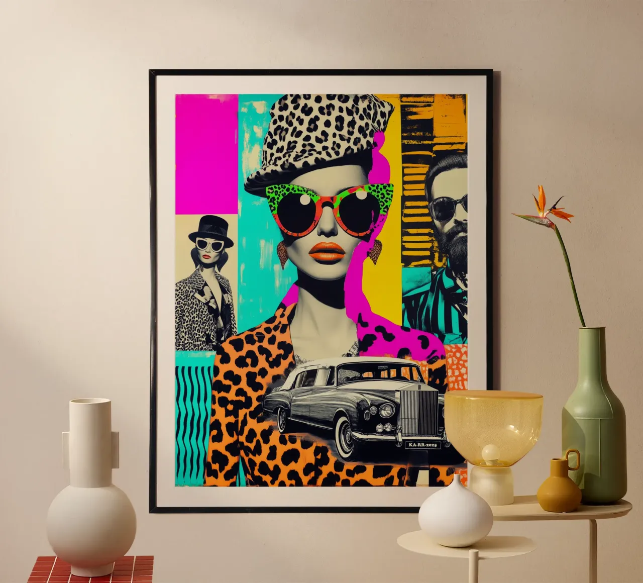 Rolls Roys Neon Pop Art Collage | Vintage Glamour Street Art poster da Autofocus