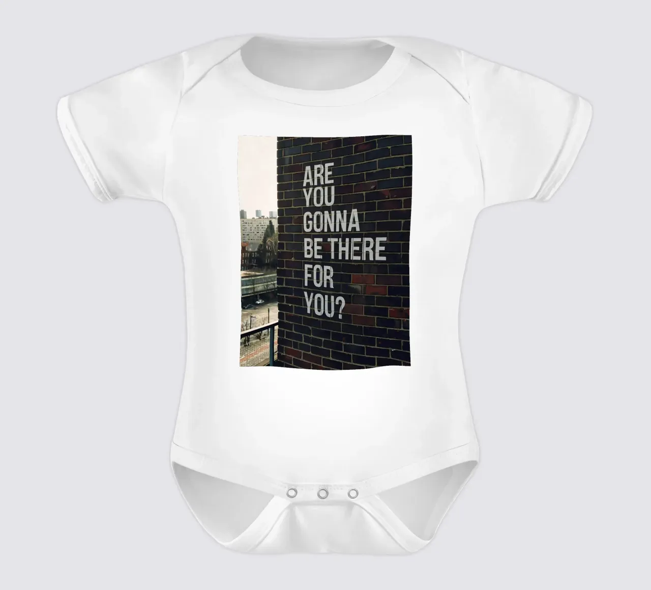 Are you gonna be there for you? short-sleeve baby romper by Plain Thoughts