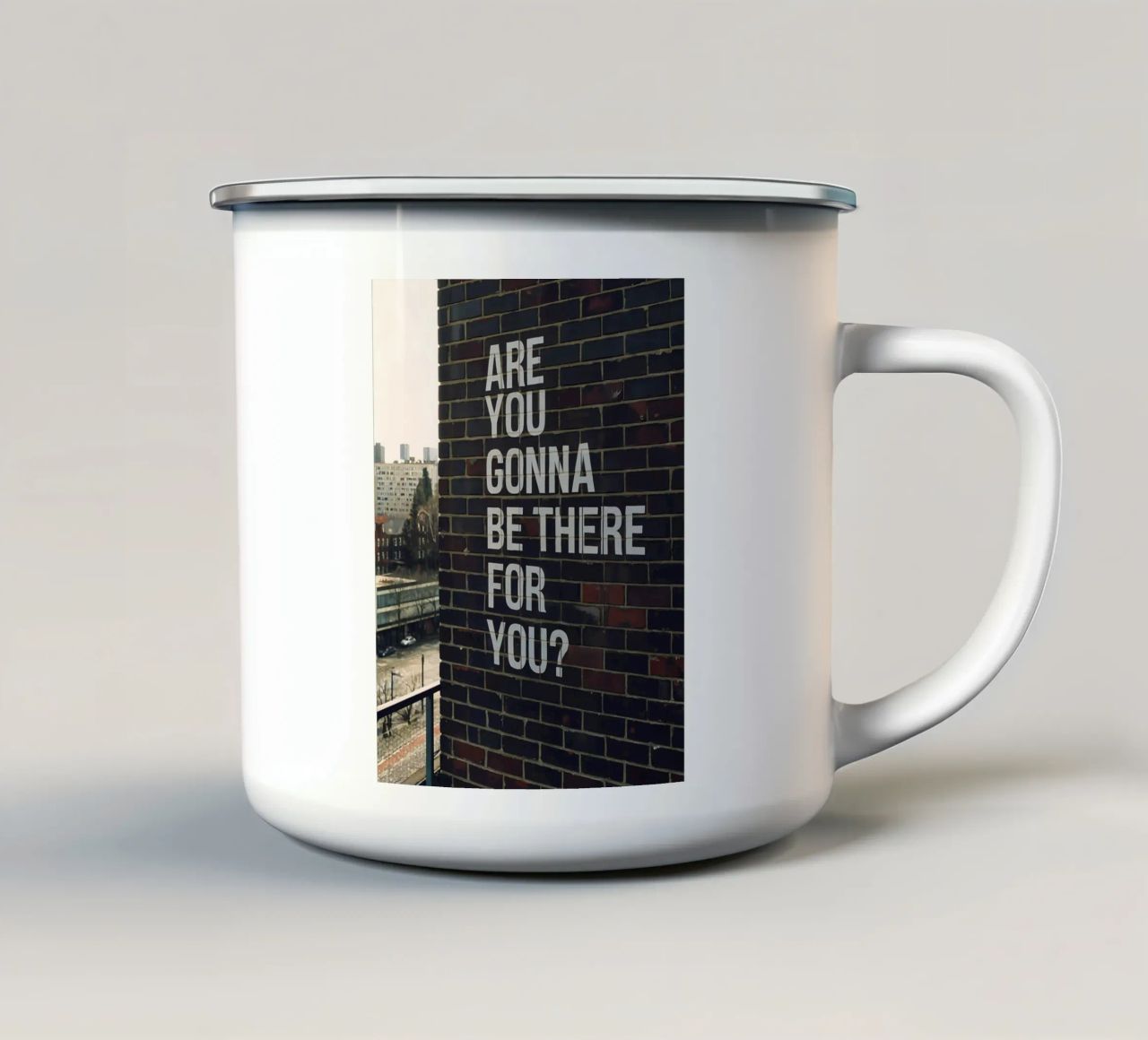Ci sarai per te? tazza in smalto da Plain Thoughts