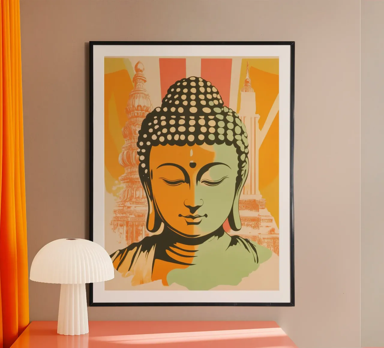 Sonniger Buddha mit Pagode Poster von Autofocus