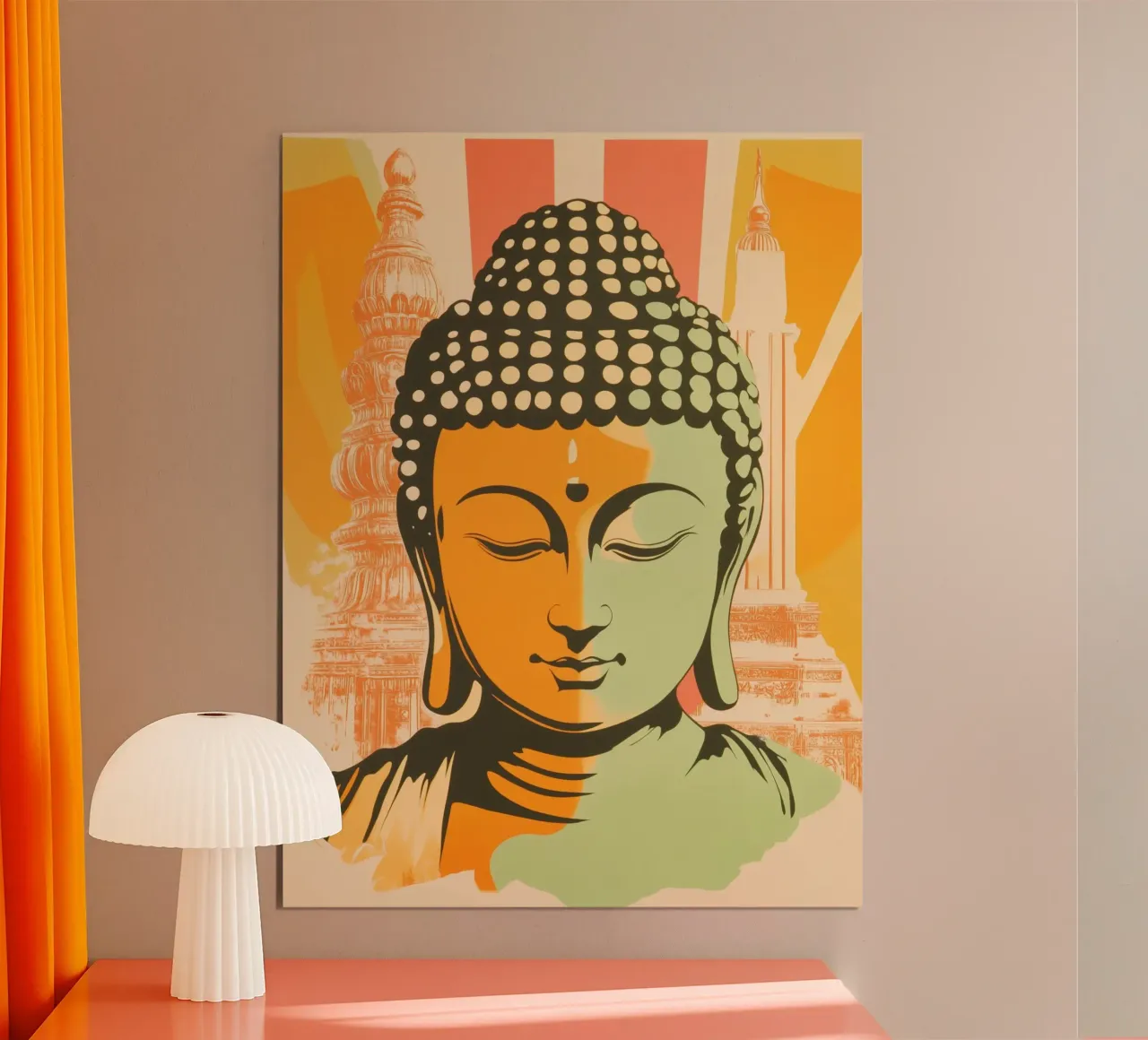 Sonniger Buddha mit Pagode Poster von Autofocus
