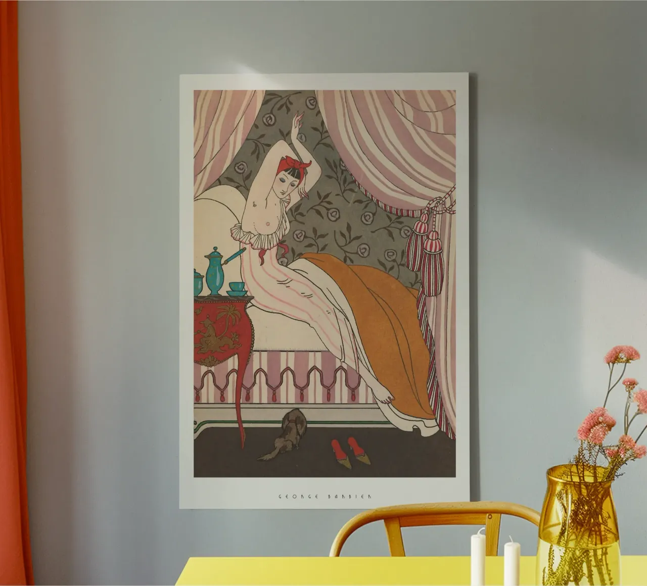 George Barbier - La belle Matineuse tela con Cornice a cassetta da Old Masters