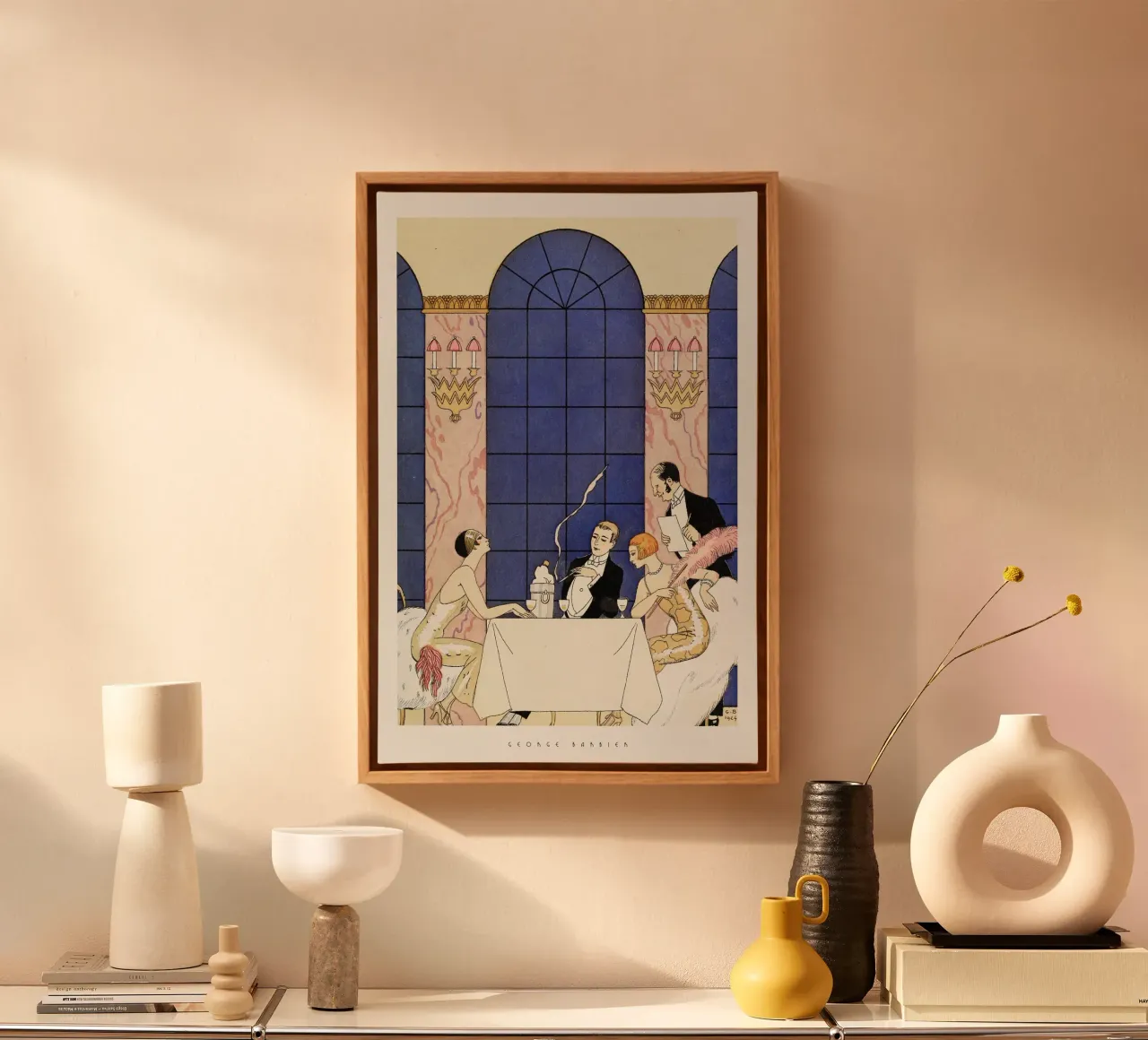 George Barbier - La Gourmandise tela con Cornice a cassetta da Old Masters
