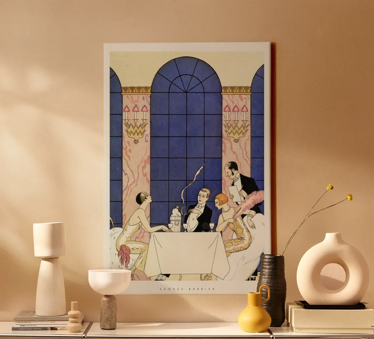 George Barbier - La Gourmandise tela con Cornice a cassetta da Old Masters