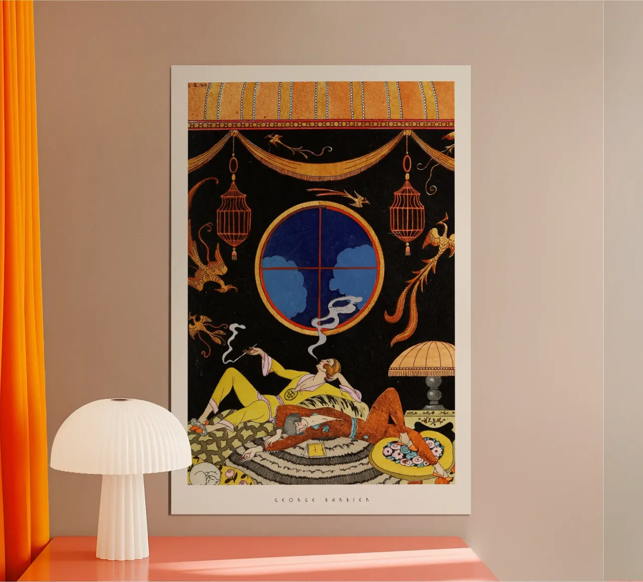 George Barbier - La Paresse poster con telaio in legno da Old Masters