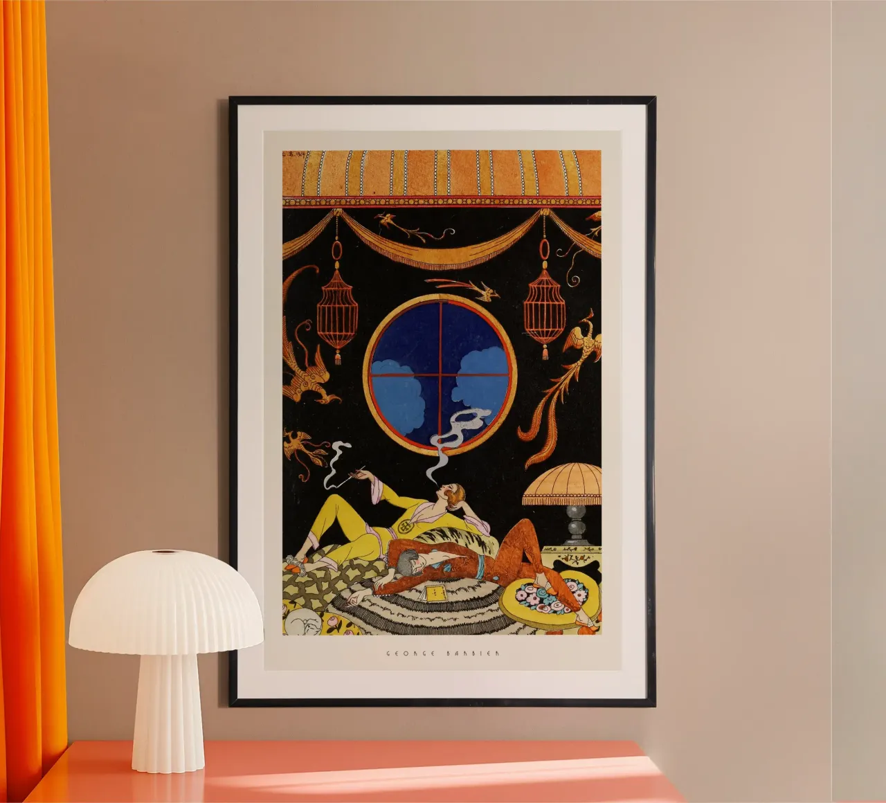 George Barbier - La Paresse poster con telaio in legno da Old Masters