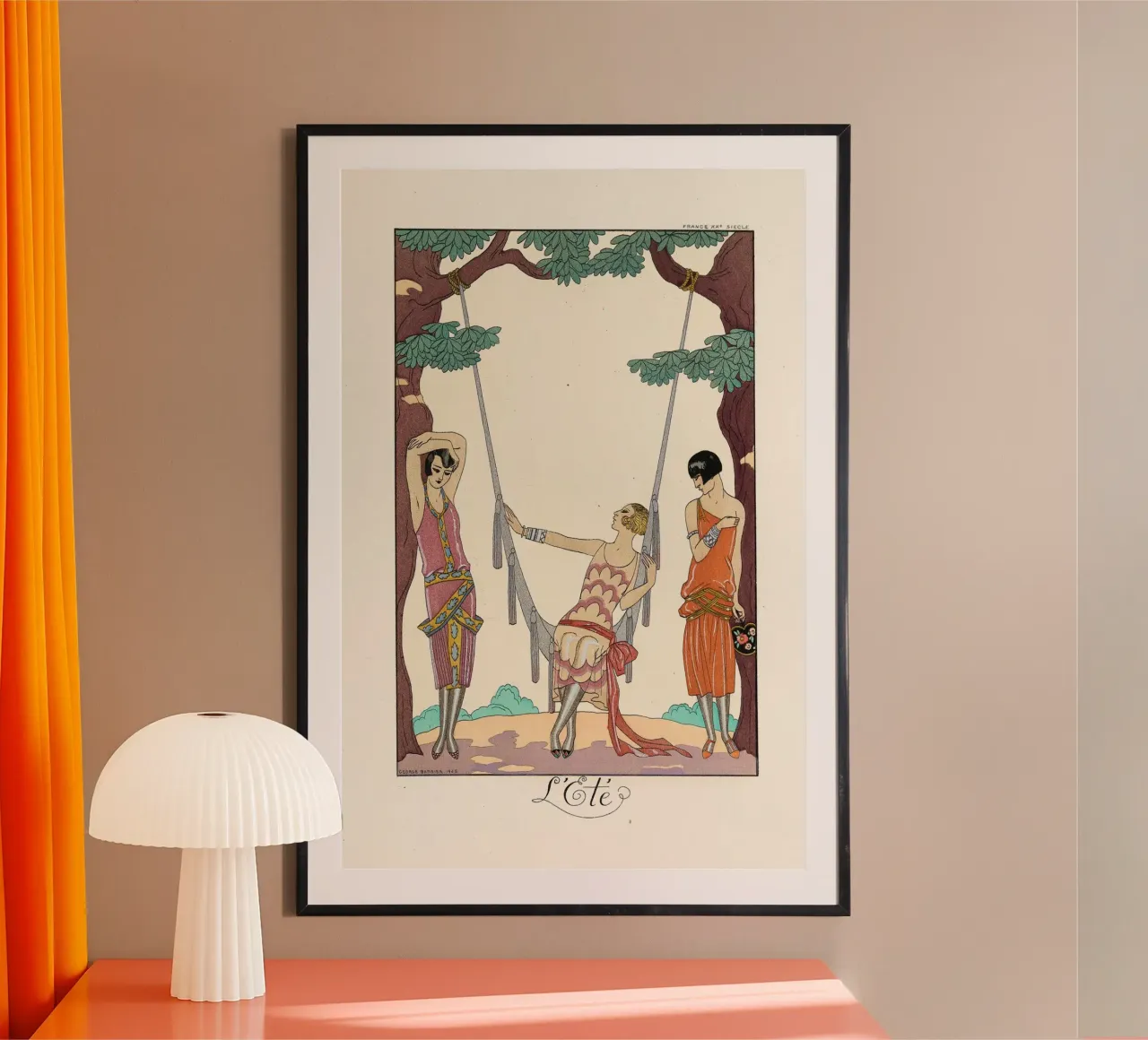 George Barbier - Summer poster con telaio in alluminio da Old Masters