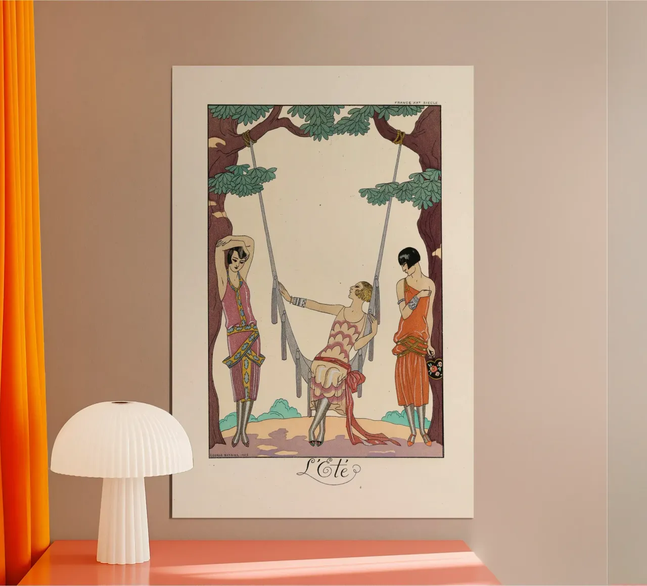 George Barbier - Summer poster con telaio in alluminio da Old Masters