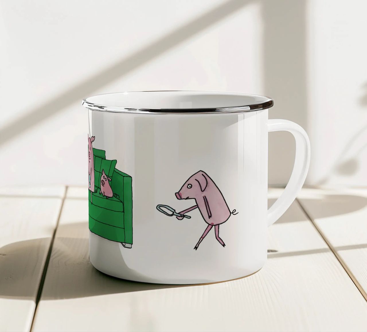 Piggy a casa tazza in smalto da Face & Content