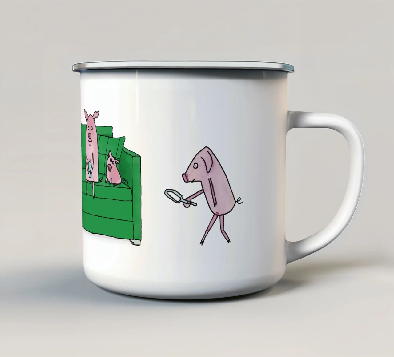 Piggy a casa tazza in smalto da Face & Content