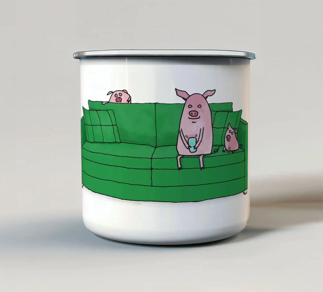 Piggy a casa tazza in smalto da Face & Content