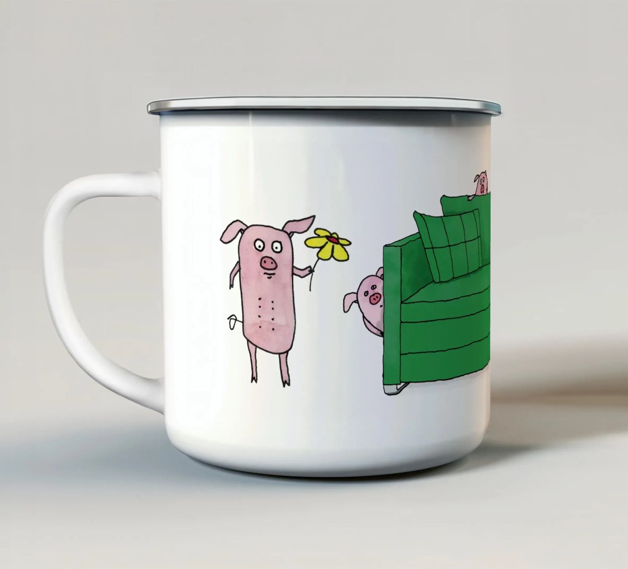 Piggy a casa tazza in smalto da Face & Content