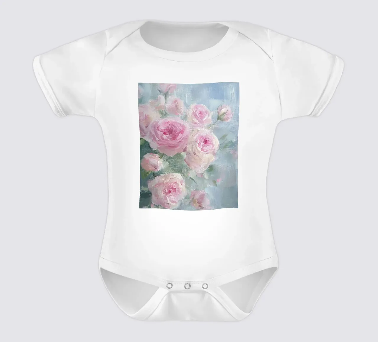 Vintage Botanical Abstract Flower Pink Roses Spring Floral body neonato maniche corte da Gentle Echoes Art