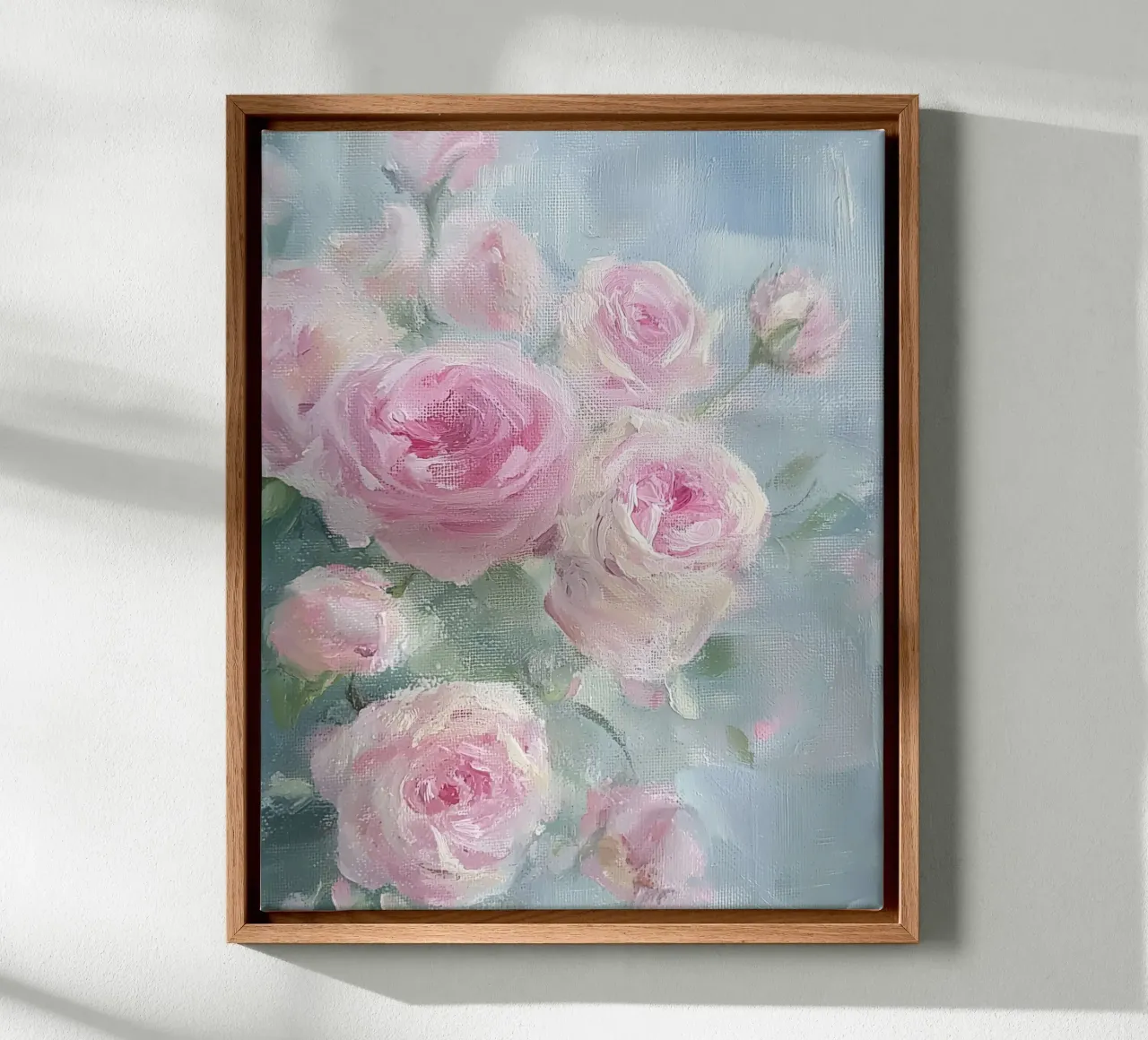 Vintage Botanische Abstracte Bloem Roze Rozen Lente Bloemen canvas met Baklijst van Gentle Echoes Art