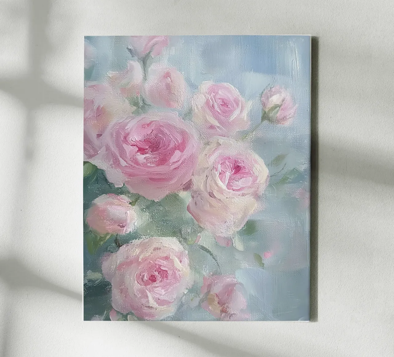 Vintage Botanische Abstracte Bloem Roze Rozen Lente Bloemen canvas met Baklijst van Gentle Echoes Art