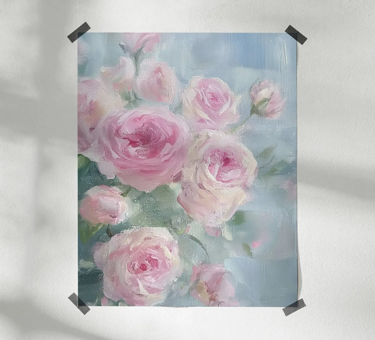 Vintage Botanical Abstract Flower Pink Roses Spring Floral poster con telaio in legno da Gentle Echoes Art