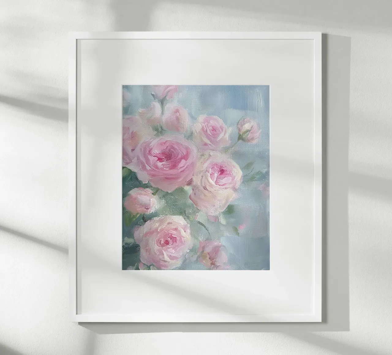 Vintage Botanical Abstract Flower Pink Roses Spring Floral poster con telaio in legno da Gentle Echoes Art
