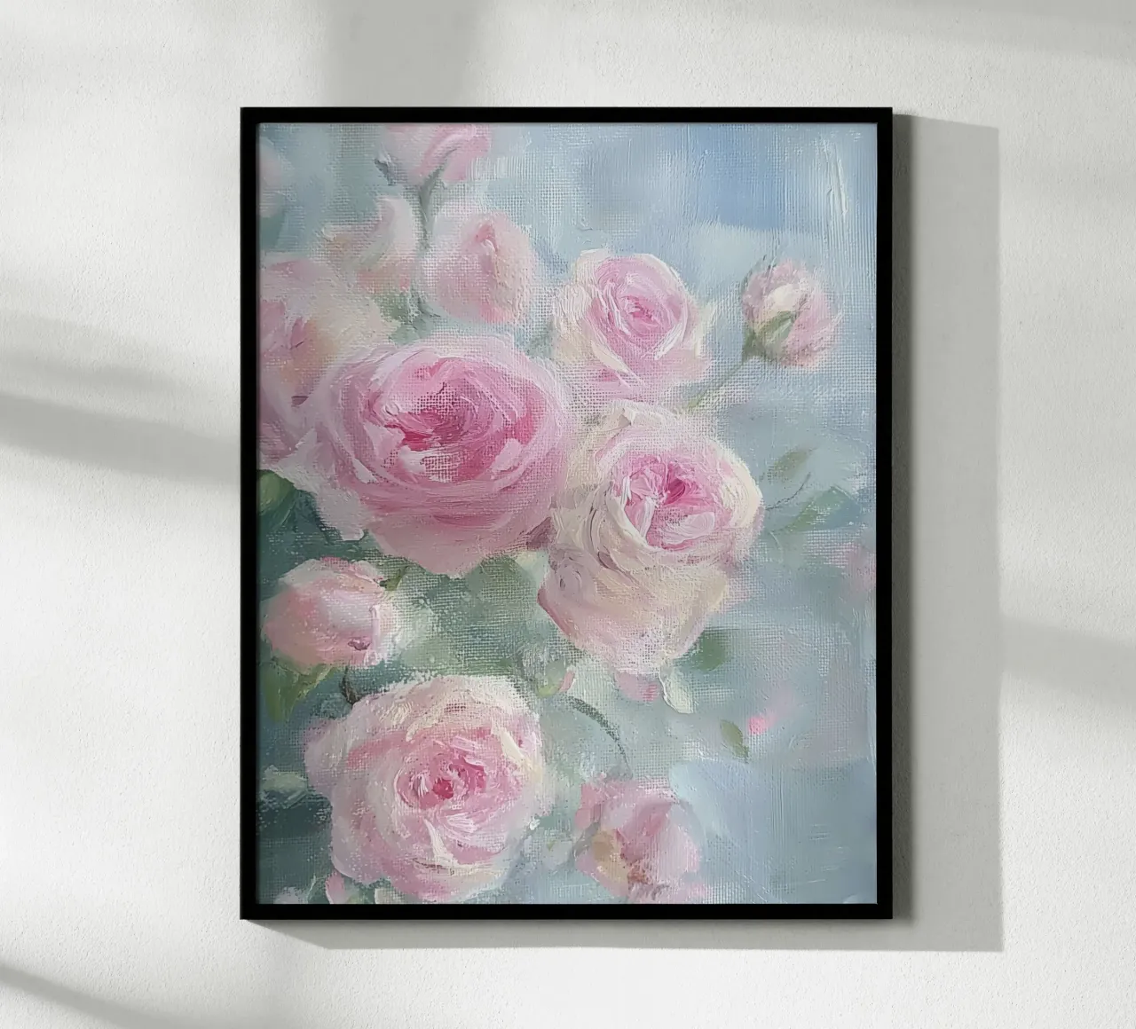 Vintage Botanical Abstract Flower Pink Roses Spring Floral poster con telaio in legno da Gentle Echoes Art