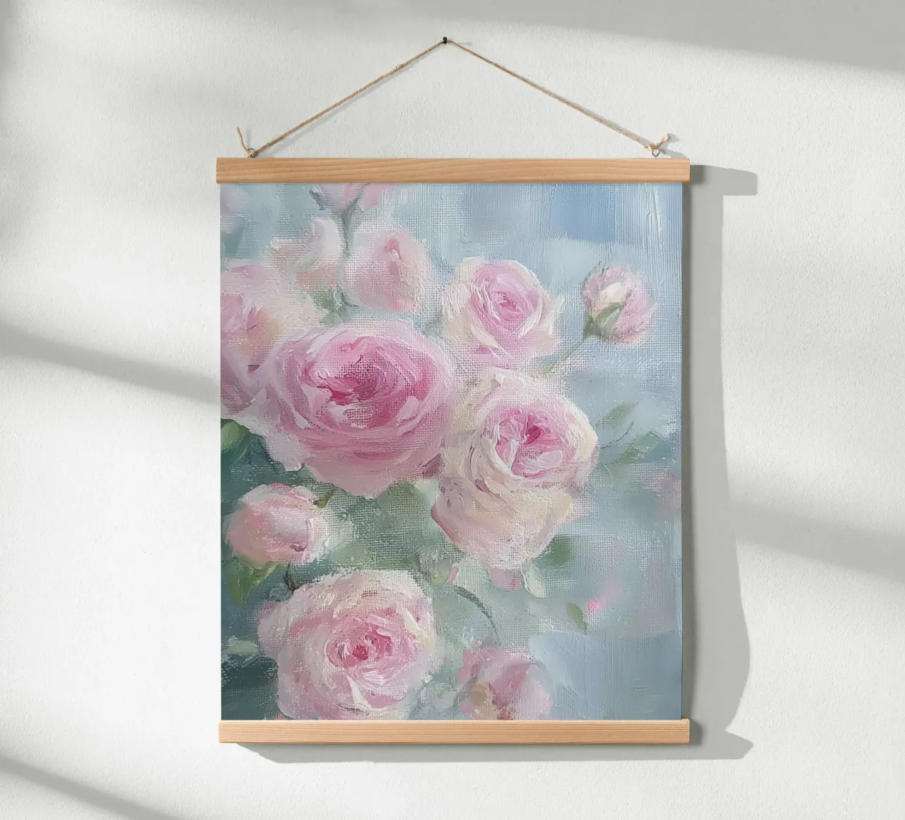 Vintage Botanical Abstract Flower Pink Roses Spring Floral poster con telaio in legno da Gentle Echoes Art
