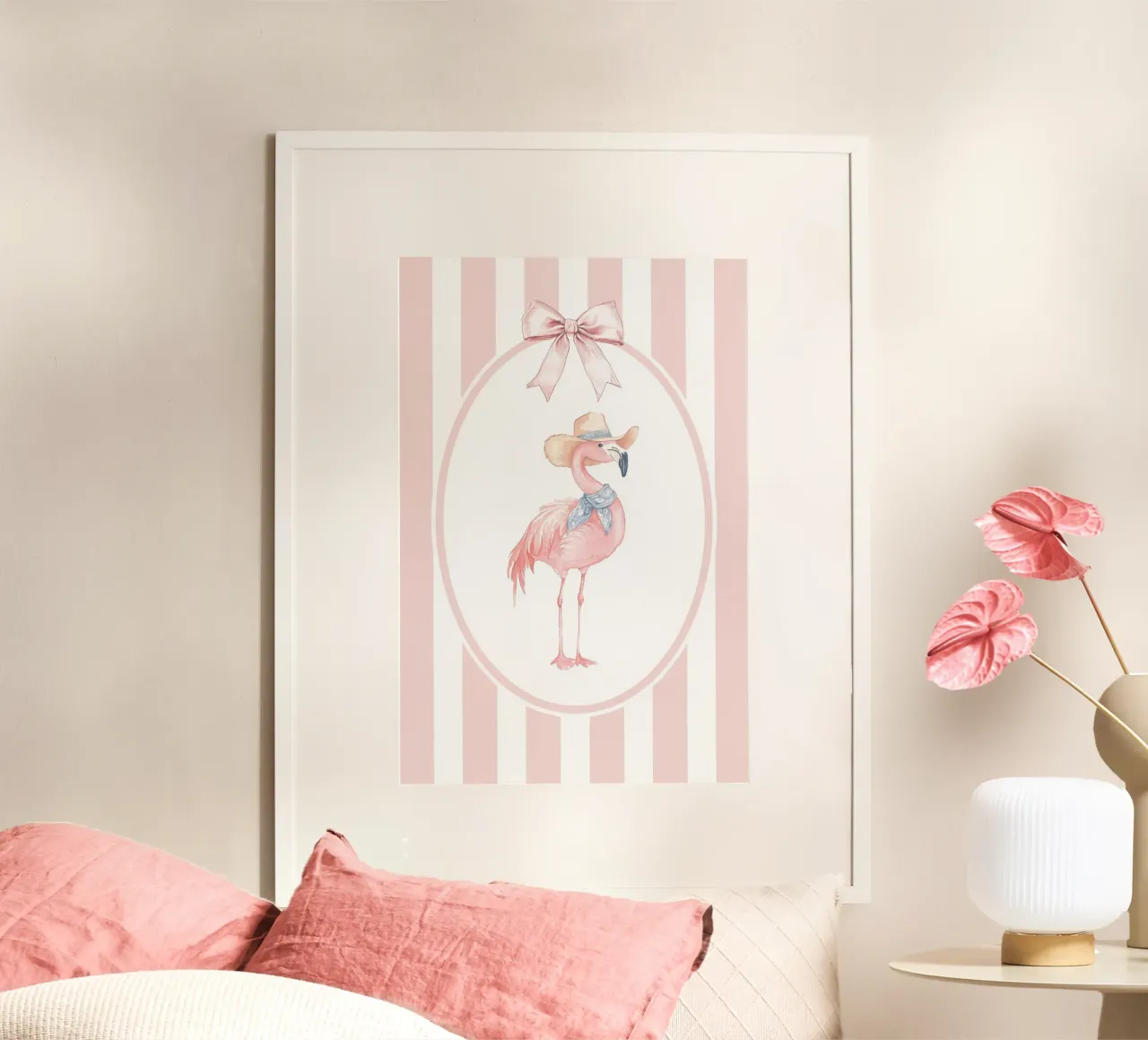 Flamenco con sombrero de vaquero poster de Jungle Joy Art